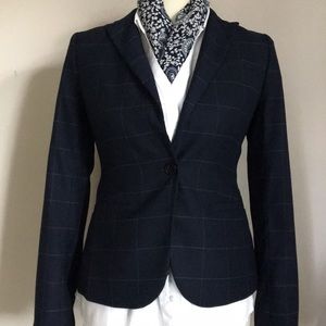 Business suit jacket (plaid/navy blue)